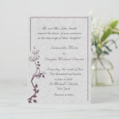 Plum Floral Vine Wedding Kaart (Staand voorkant)