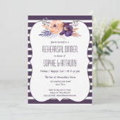 Plum Floral Wedding Repetitie Diner Uitnodiging (Staand voorkant)