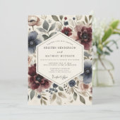 Plum Floral Whimsy Wedding Kaart (Staand voorkant)