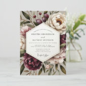 Plum Floral Whisper Wedding Kaart (Staand voorkant)