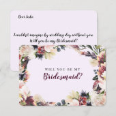 Plum Floral zal je mijn bruidsmeisje voorstel Kaart (Voorkant / Achterkant)