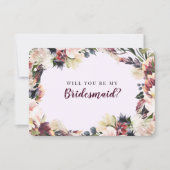 Plum Floral zal je mijn bruidsmeisje voorstel Kaart (Voorkant)