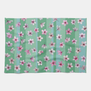 Plum Flowers Stripes Dishtowel Theedoek