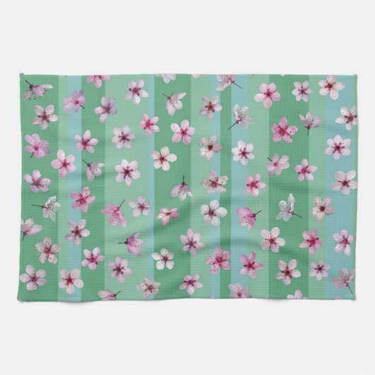 Plum Flowers Stripes Dishtowel Theedoek (Horizontaal)