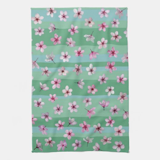 Plum Flowers Stripes Dishtowel Theedoek (Verticaal)