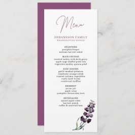 PLUM FOXGLOVE FLOWER THANKSGIVING DINER MENU