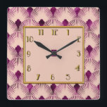 Plum gekleurde Art Deco Stijl Vierkante Klok<br><div class="desc">Ik heb deze art deco sjabloon genomen en gebruikt voor een paar items in mijn Zazzle winkel. Ik heb het hier gebruikt op een 10 inch vierkante klok. De kleur is pruim op een neutrale kleur en wat goud. Ik denk dat dit een mooie art deco stijl klok voor uw...</div>