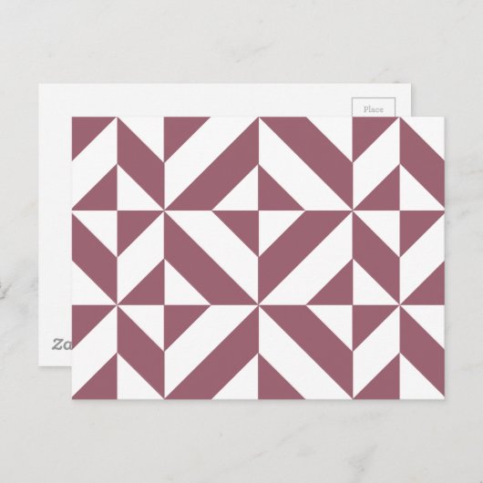 Plum Geometric Deco Cube Pattern Briefkaart (Voorkant / Achterkant)