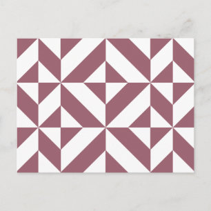 Plum Geometric Deco Cube Pattern Briefkaart