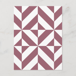 Plum Geometric Deco Cube Pattern Briefkaart