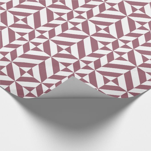 Plum Geometric Deco Cube Pattern Cadeaupapier (Hoek)