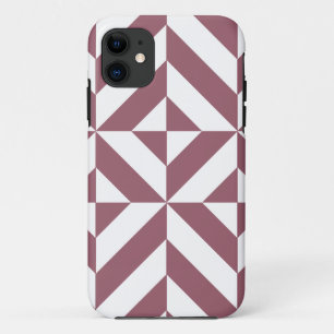 Plum Geometric Deco Cube Pattern iPhone 11 Hoesje