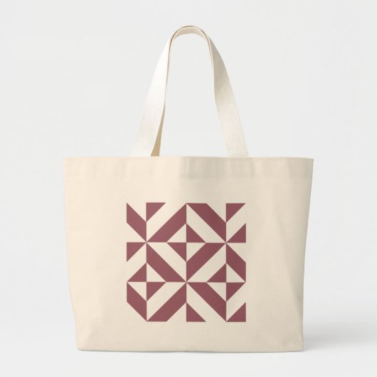 Plum Geometric Deco Cube Pattern Grote Tote Bag (Voorkant)