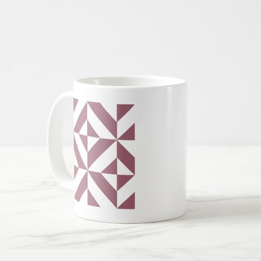 Plum Geometric Deco Cube Pattern Koffiemok (Voorkant links)