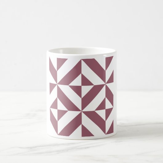 Plum Geometric Deco Cube Pattern Koffiemok (Center)