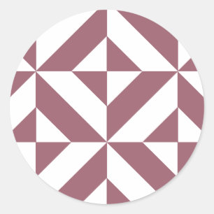 Plum Geometric Deco Cube Pattern Ronde Sticker