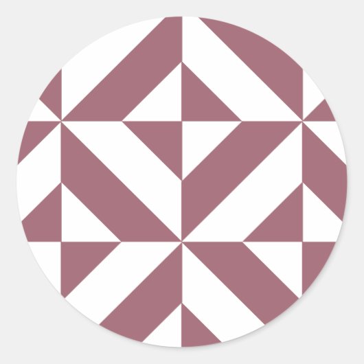 Plum Geometric Deco Cube Pattern Ronde Sticker (Voorkant)