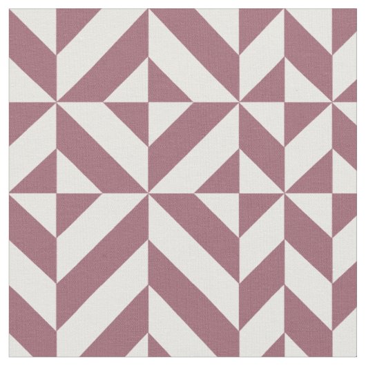 Plum Geometric Deco Cube Pattern Stof (Close Up)