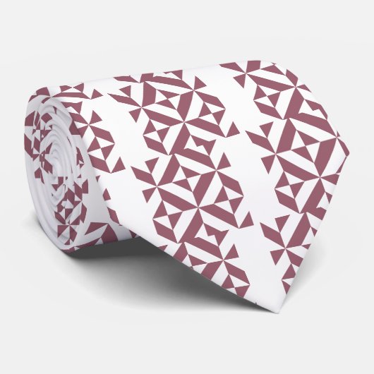 Plum Geometric Deco Cube Pattern Stropdas (Opgerold)