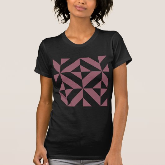 Plum Geometric Deco Cube Pattern T-shirt (Voorkant)