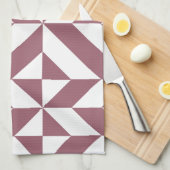Plum Geometric Deco Cube Pattern Theedoek (Quarter Fold)