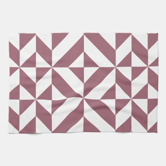 Plum Geometric Deco Cube Pattern Theedoek (Horizontaal)
