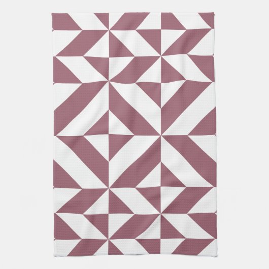 Plum Geometric Deco Cube Pattern Theedoek (Verticaal)