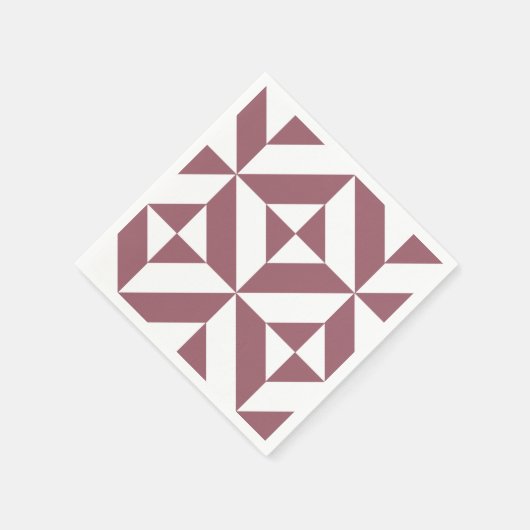 Plum Geometric Deco Pattern Servet (Hoek)
