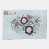 Plum gerbera madeliefje blauw bloemboeket Aziatisc Theedoek (Horizontaal)