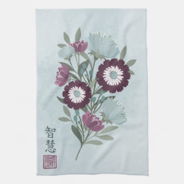 Plum gerbera madeliefje blauw bloemboeket Aziatisc Theedoek