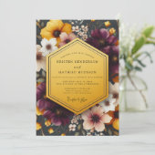 Plum Gilded Floral Wedding Kaart (Staand voorkant)