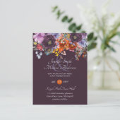 Plum Ginger Fuchsia Floral Wedding nodigt begrotin Briefkaart (Staand voorkant)