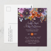 Plum Ginger Fuchsia Floral Wedding nodigt begrotin Briefkaart (Voorkant / Achterkant)