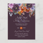 Plum Ginger Fuchsia Floral Wedding nodigt begrotin Briefkaart (Voorkant)
