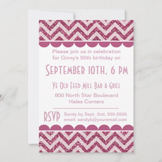 Plum Glitter 50 en Fabulous Birthday Invite Kaart (Achterkant)