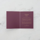 Plum Gold Celestial Photo Wedding Bedankkaart (Binnen)