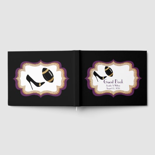 Plum Gold en Black Football Thmed Wedding 2 Gastenboek (Volledig)
