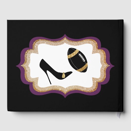 Plum Gold en Black Football Thmed Wedding 2 Gastenboek (Achterkant)