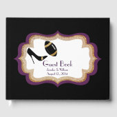 Plum Gold en Black Football Thmed Wedding 2 Gastenboek (Voorkant)