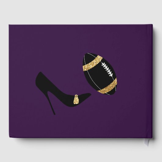 Plum Gold en Black Football Thmed Wedding Gastenboek (Achterkant)
