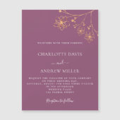 Plum gold floral bruiloft nodigmagneet uit (Voorkant)