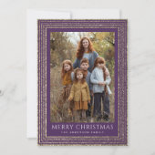 Plum Gold Glitterde Minimale Kerstboom Foto Feestdagenkaart (Voorkant)