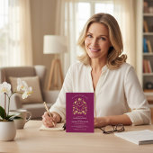 Plum Gold Ornate Clock Retirement Party Invite Kaart