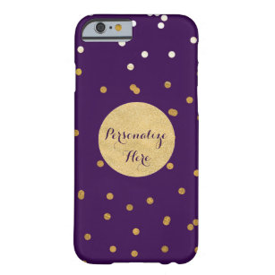 Plum & Gold Shiny Confetti Stippen Chic Modern Barely There iPhone 6 Hoesje