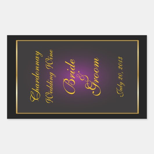 Plum & Gold Wedding Wine Label Sticker (Voorkant)