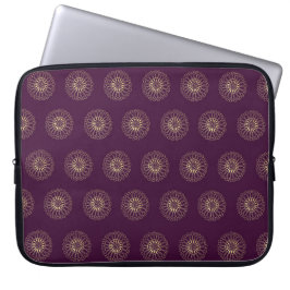 Plum | Golden Zinnia Flower Medallions Laptop Sleeve