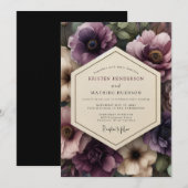 Plum Gothic Bloom Wedding Kaart (Voorkant / Achterkant)