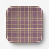 Plum goud glitter plaid herfst Thanksgiving party Papieren Bordje (Voorkant)
