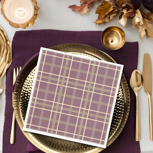 Plum goud glitter plaid herfst Thanksgiving party Servet