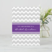 Plum Gray Chevron Bridal Lunch Invitation Cards Kaart (Staand voorkant)